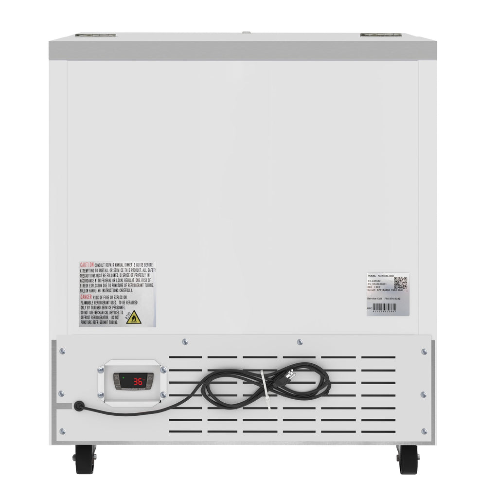 34 in. Commercial Milk Cooler for School and Cafeteria, 8 Crate Capacity with Heavy Duty Casters in Stainless Steel and White