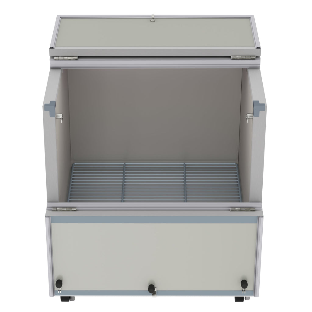 34 in. Commercial Milk Cooler for School and Cafeteria, 8 Crate Capacity with Heavy Duty Casters in Stainless Steel and White