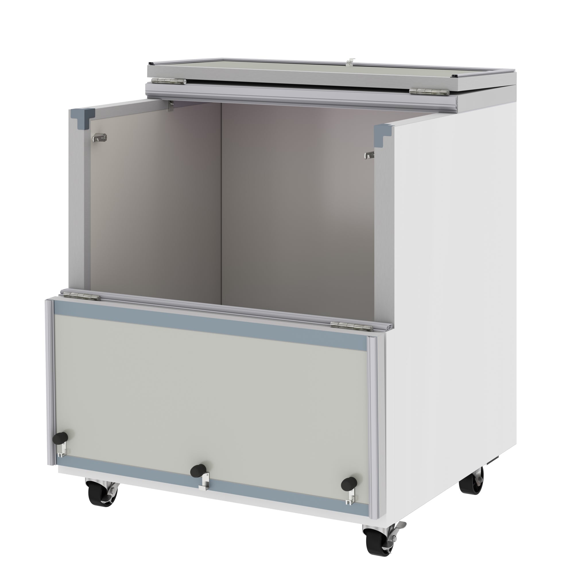 34 in. Commercial Milk Cooler for School and Cafeteria, 8 Crate Capacity with Heavy Duty Casters in Stainless Steel and White