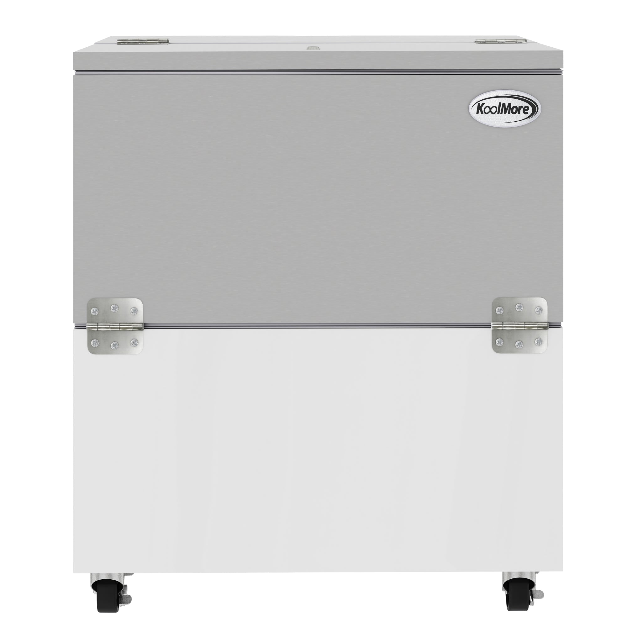 34 in. Commercial Milk Cooler for School and Cafeteria, 8 Crate Capacity with Heavy Duty Casters in Stainless Steel and White