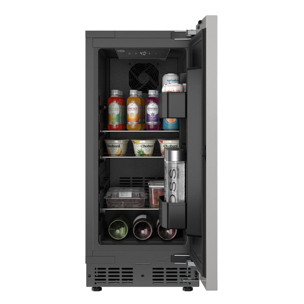 15 in. Built-In Panel Ready Undercounter Beverage Refrigerator, Compact with Digital Temperature Control, Glass Shelves, Security Lock