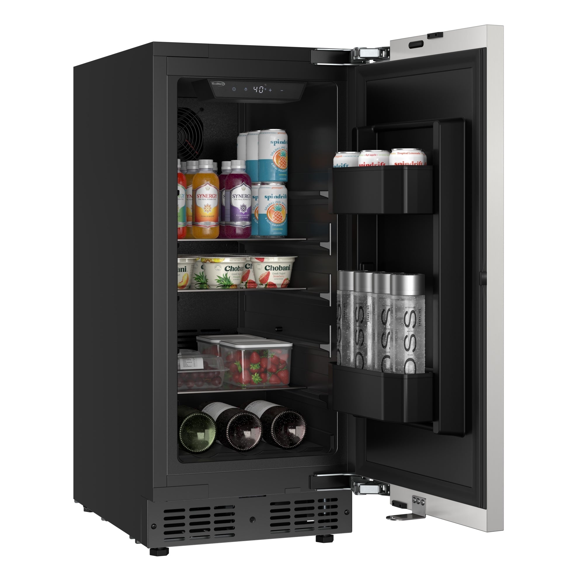 15 in. Built-In Panel Ready Undercounter Beverage Refrigerator, Compact with Digital Temperature Control, Glass Shelves, Security Lock