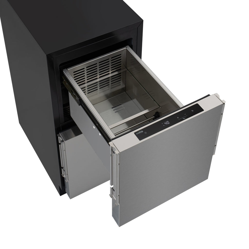 15 in. Panel Ready Built-in Double Refrigerator, Frost-Free Undercounter Fridge with Digital Temperature Control and Stainless-Steel Drawers
