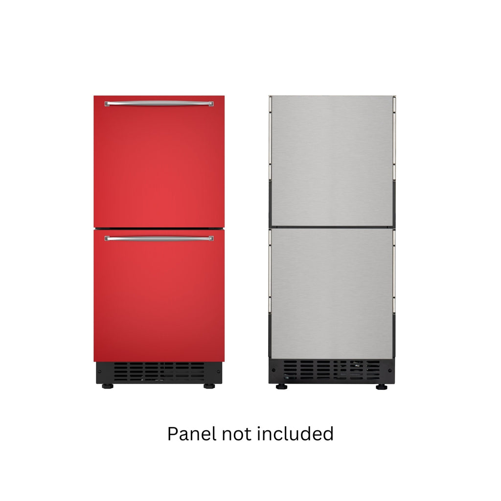 15 in. Panel Ready Built-in Double Refrigerator, Frost-Free Undercounter Fridge with Digital Temperature Control and Stainless-Steel Drawers