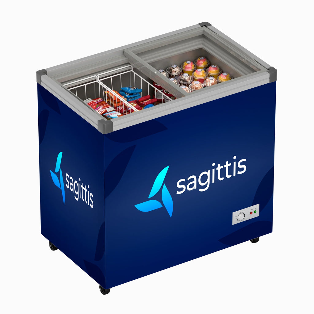 33 in. Flat Top Ice Cream Display Freezer, 7 cu. ft. Capacity in White - Wrap