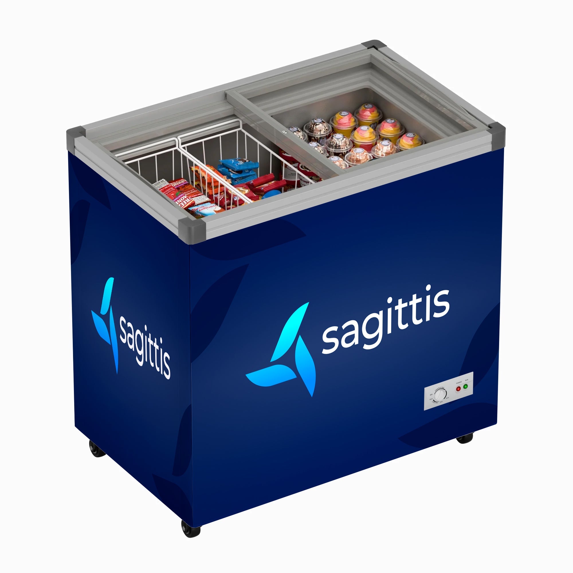 33 in. Flat Top Ice Cream Display Freezer, 7 cu. ft. Capacity in White - Wrap