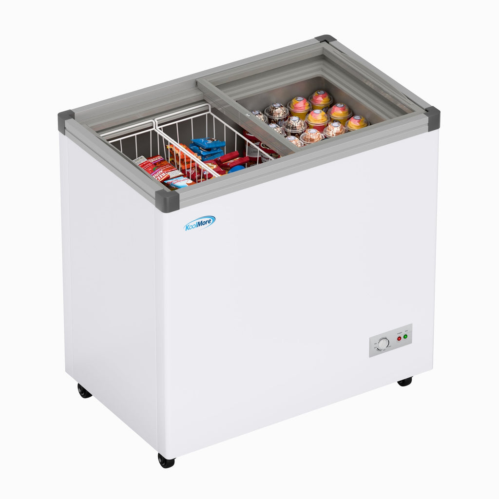 33 in. Flat Top Ice Cream Display Freezer, 7 cu. ft. Capacity in White