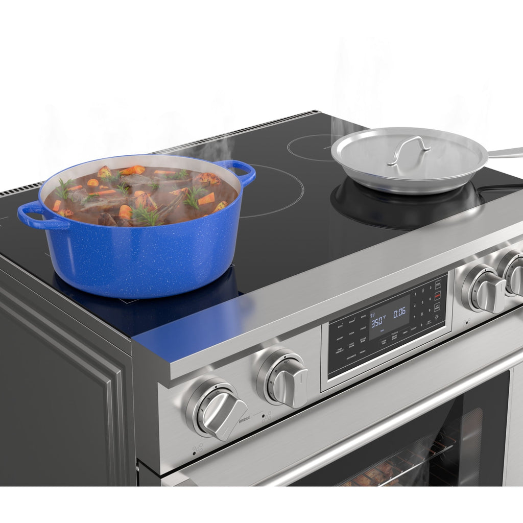 KoolMore Reserve 36 in. Electric Induction Range Oven with Ceramic Glass Cooktop, True Convection, 240V, 6.0 Cu. Ft., Air Fry, Sync Burners, CSA Certified in Stainless Steel
