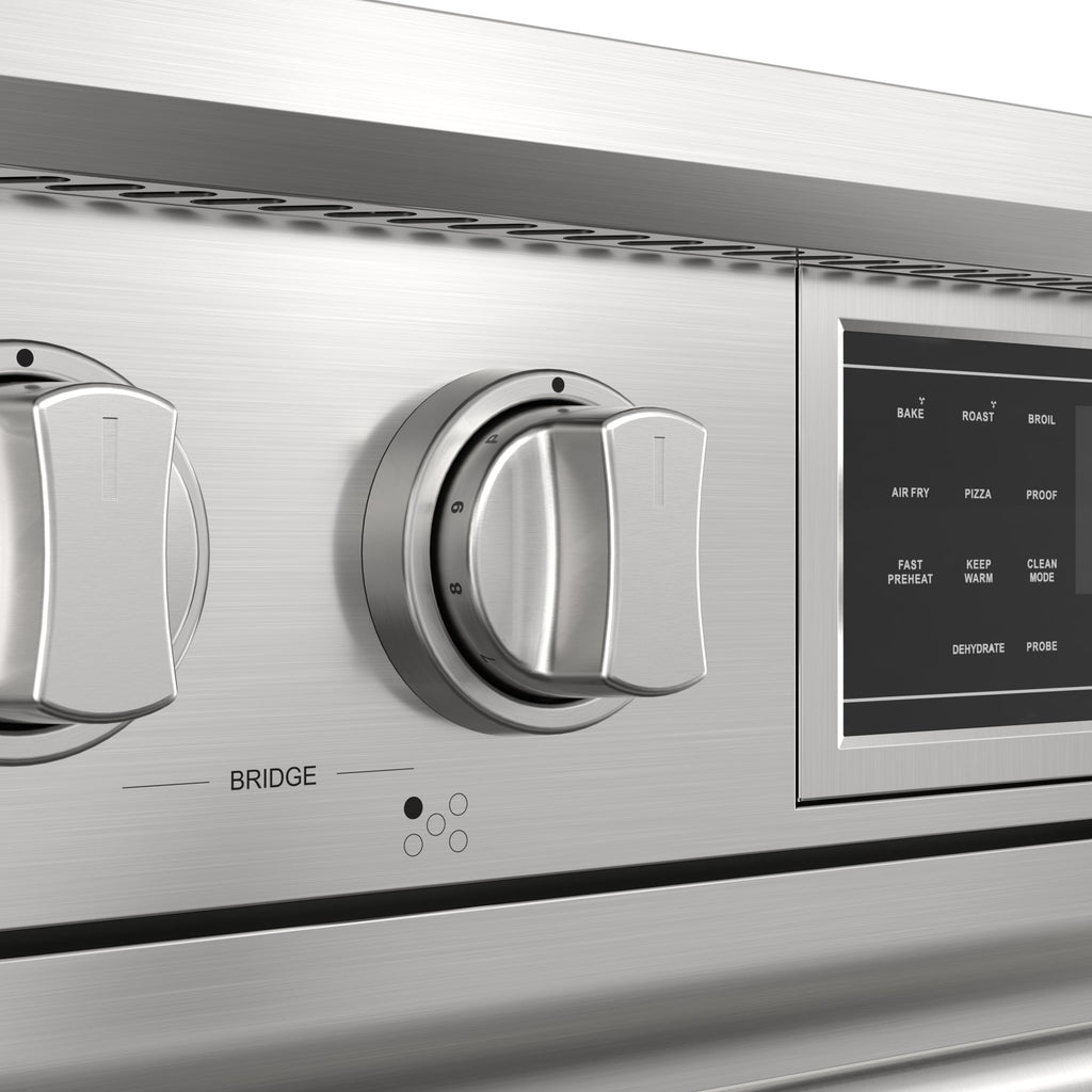 KoolMore Reserve 36 in. Electric Induction Range Oven with Ceramic Glass Cooktop, True Convection, 240V, 6.0 Cu. Ft., Air Fry, Sync Burners, CSA Certified in Stainless Steel