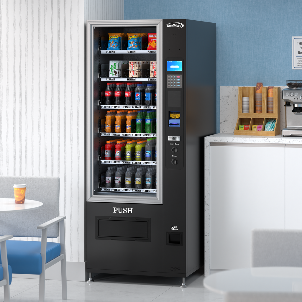 Refrigerated Snack and Drink Vending Machine with 36 Slots with Bill and Coin Acceptor in Black