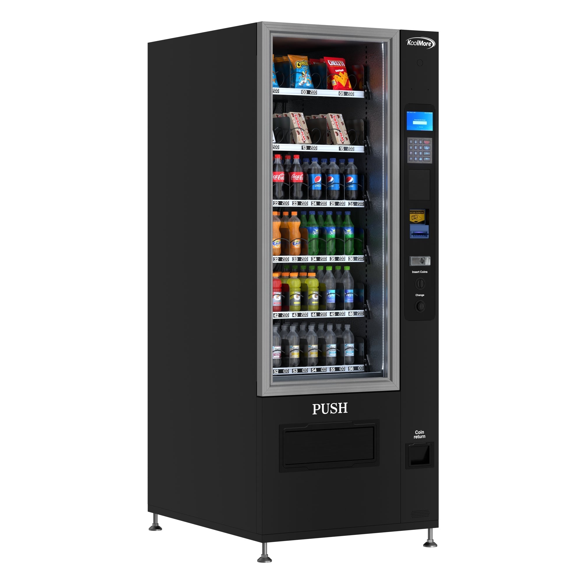 Refrigerated Snack and Drink Vending Machine with 36 Slots with Bill and Coin Acceptor in Black