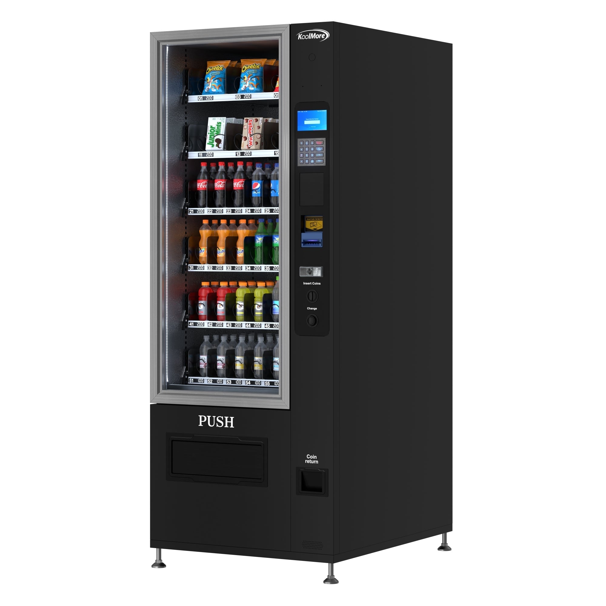 Refrigerated Snack and Drink Vending Machine with 36 Slots with Bill and Coin Acceptor in Black