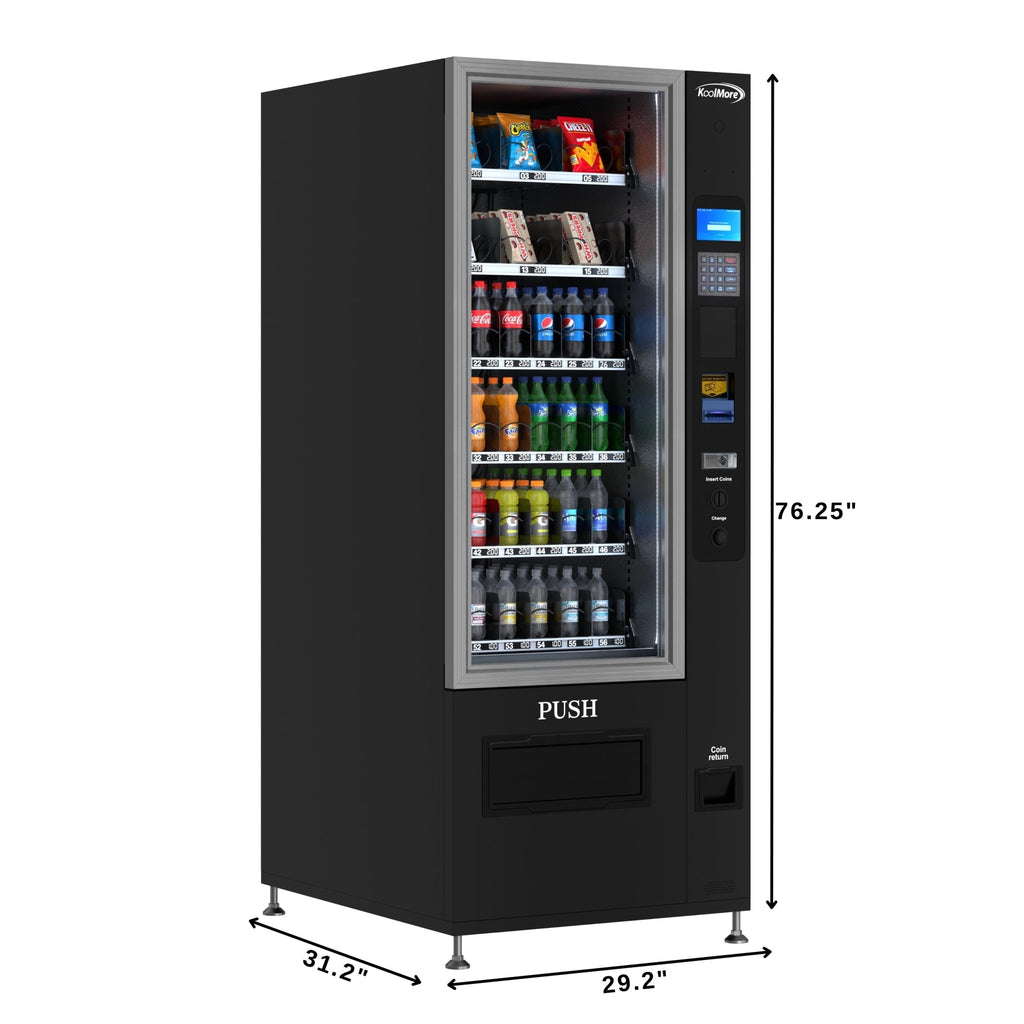 Refrigerated Snack and Drink Vending Machine with 36 Slots with Bill and Coin Acceptor in Black