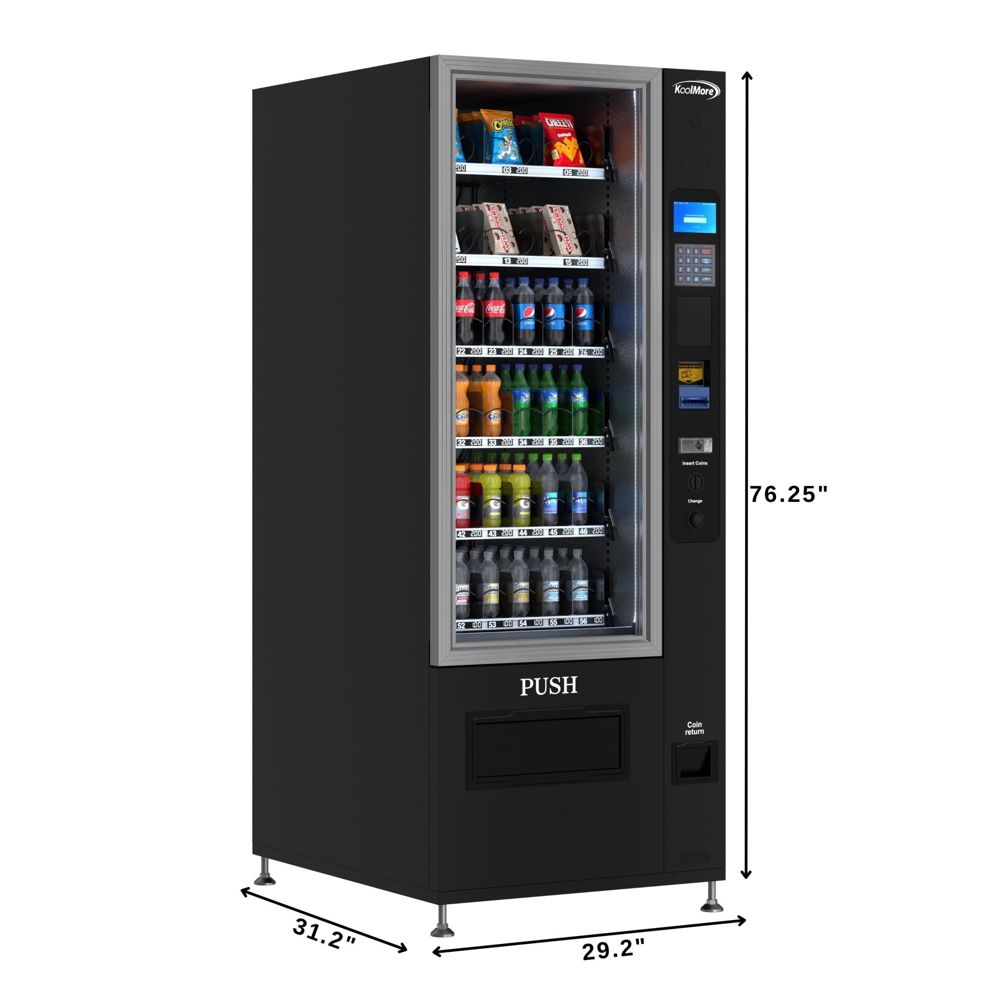 Refrigerated Snack and Drink Vending Machine with 36 Slots with Bill and Coin Acceptor in Black