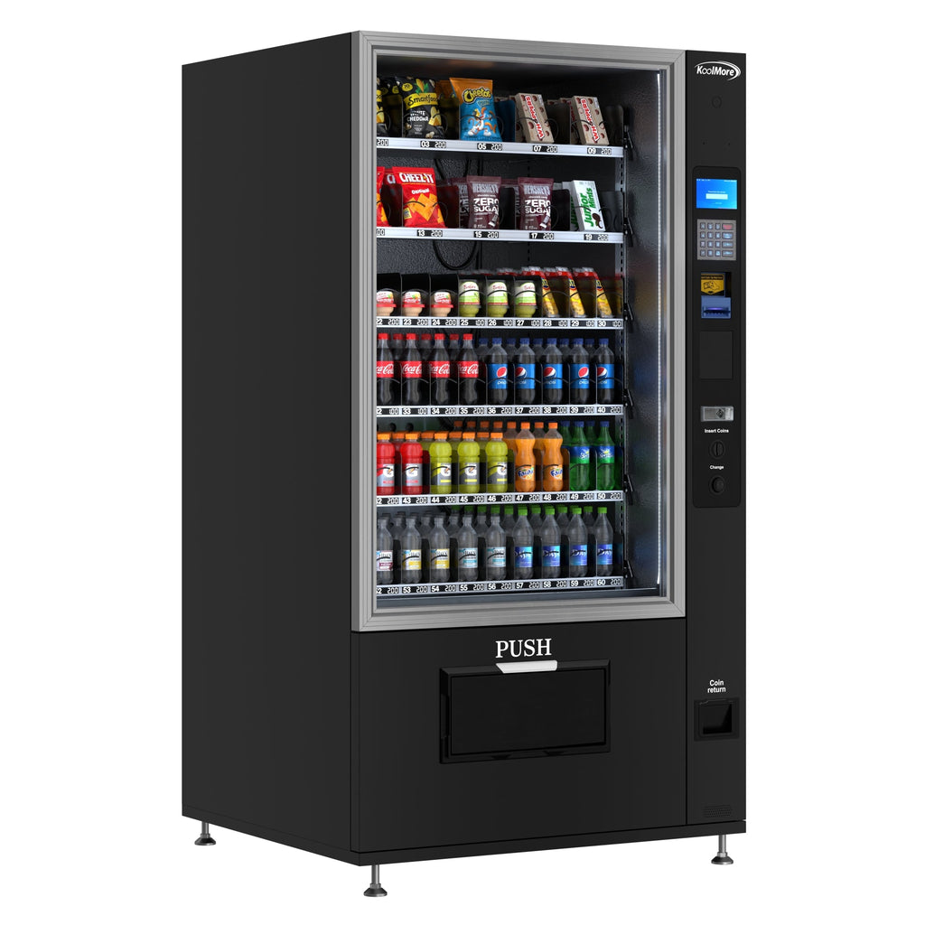Refrigerated Snack and Drink Vending Machine with 60 Slots and Coin/Bill Acceptor in Black