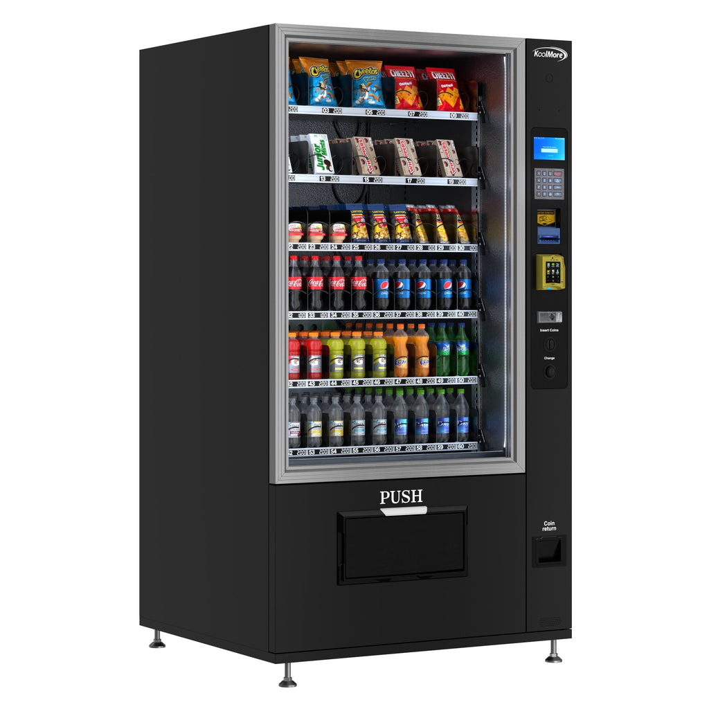 Refrigerated Snack and Drink Vending Machine with 60 Slots, Bill Acceptor and Credit Card Reader in Black