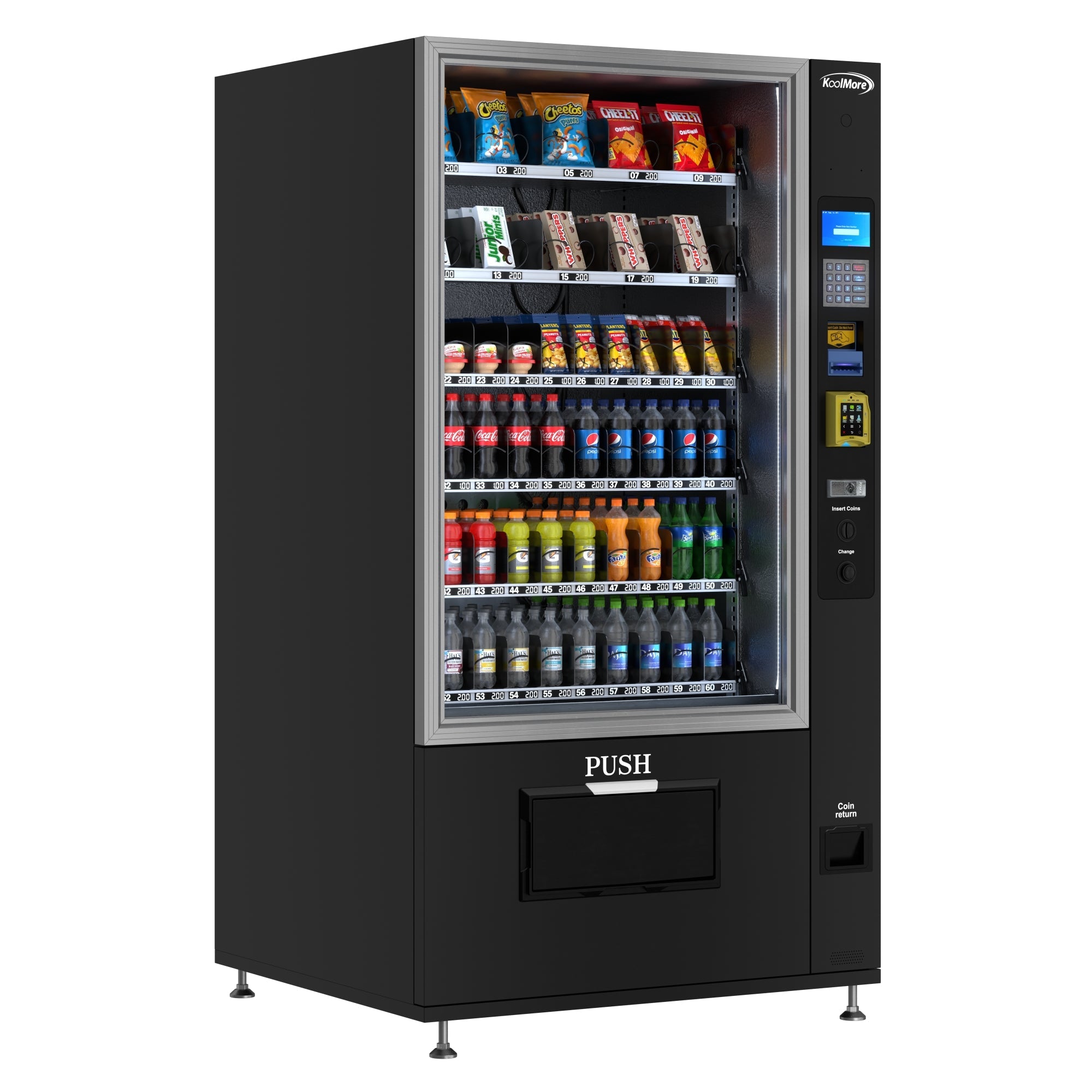 Refrigerated Snack and Drink Vending Machine with 60 Slots, Bill Acceptor and Credit Card Reader in Black