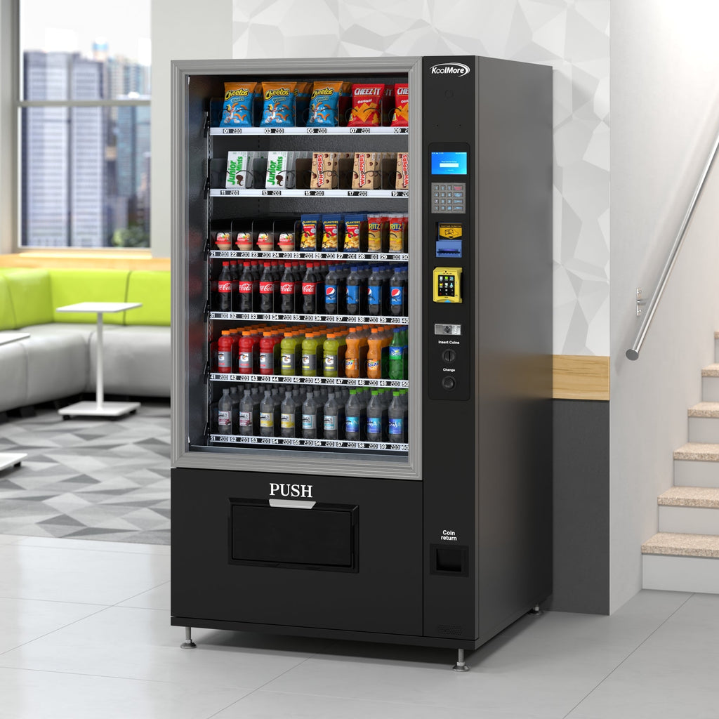 Refrigerated Snack and Drink Vending Machine with 60 Slots, Credit Card Reader and Coin/Bill Acceptor in Black