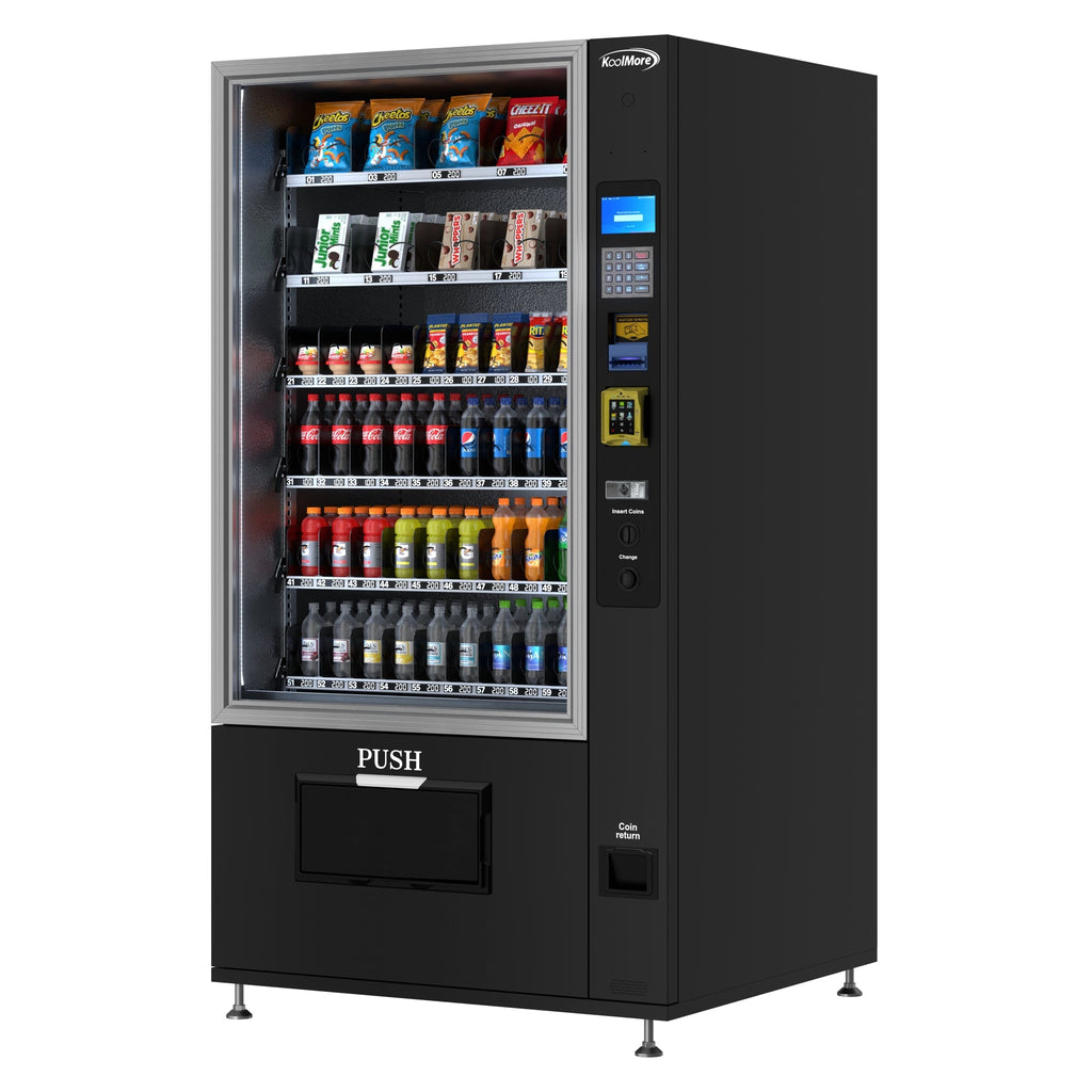 Refrigerated Snack and Drink Vending Machine with 60 Slots, Credit Card Reader and Coin/Bill Acceptor in Black