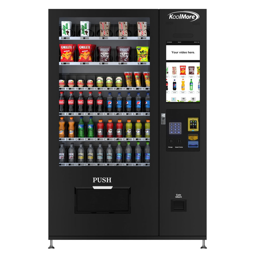 Refrigerated Snack and Drink Vending Machine with 60 Slots and 22 Inch Touch Screen With CC Reader and Bill Acceptor in Black