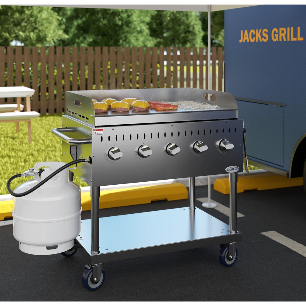 36 in. Commercial Outdoor Propane Grill with Griddle in Stainless-Steel, ETL Listed