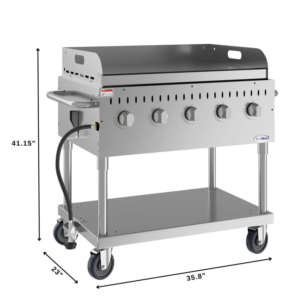 36 in. Commercial Outdoor Propane Grill with Griddle in Stainless-Steel, ETL Listed