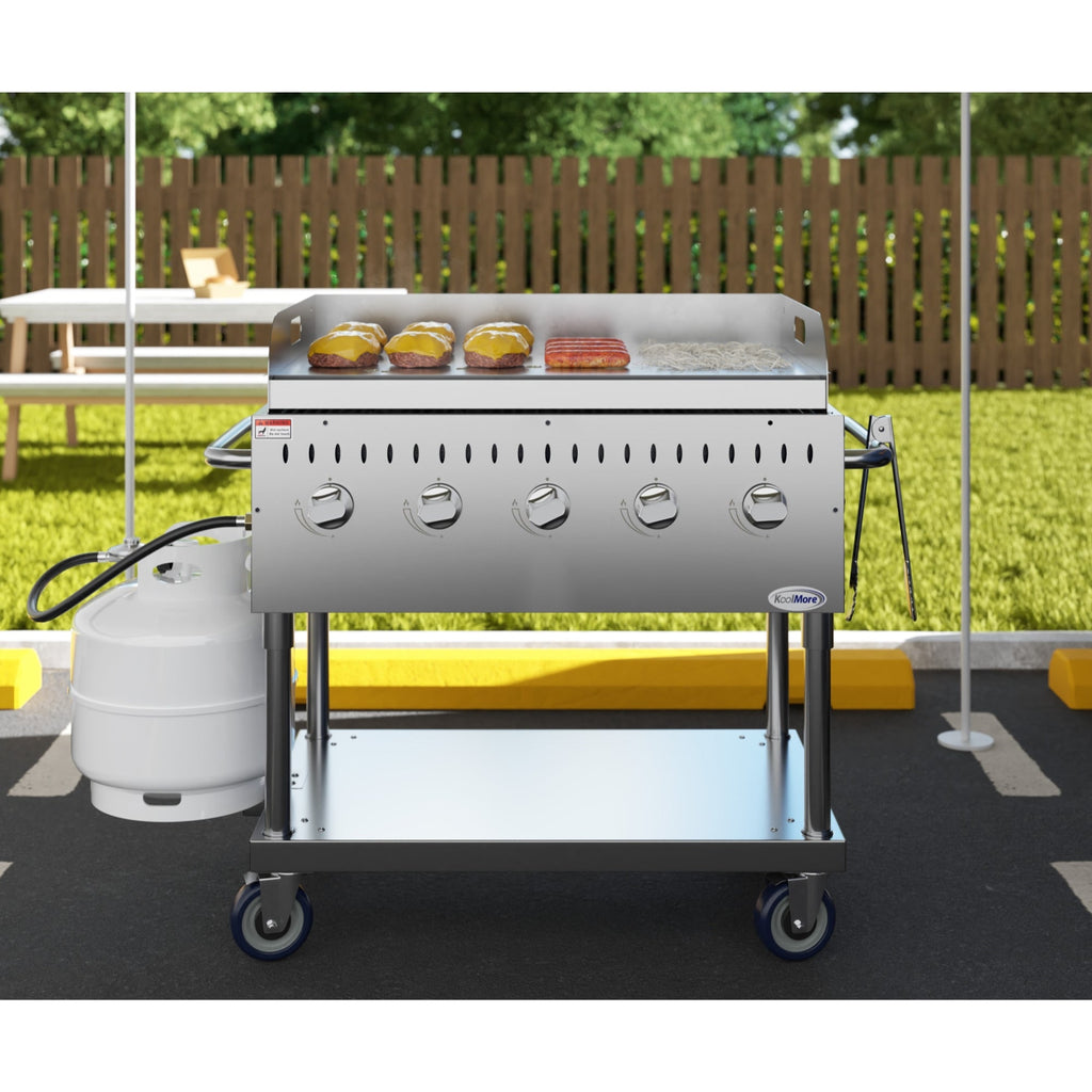 36 in. Commercial Outdoor Propane Grill with Griddle in Stainless-Steel, ETL Listed