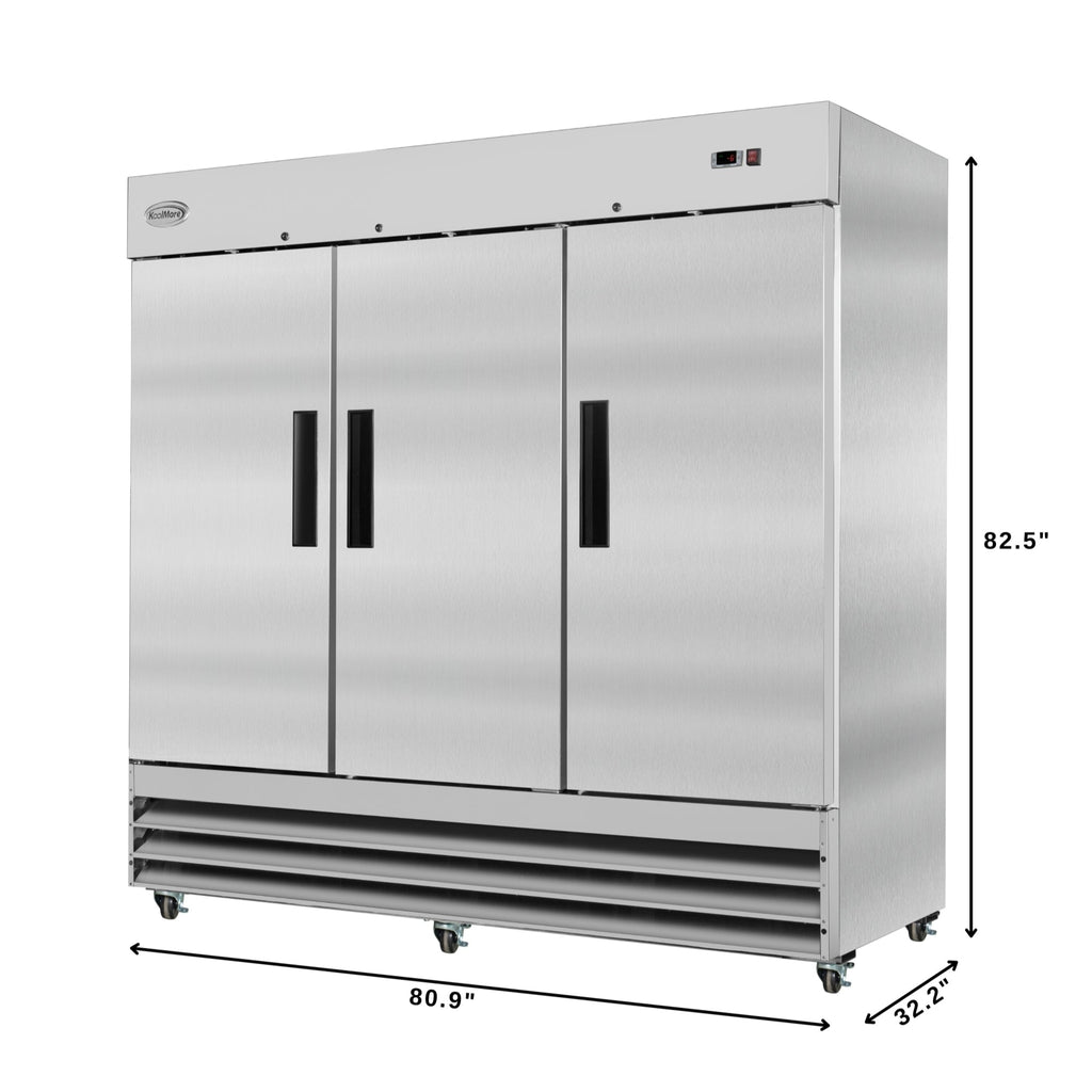 82 in. Three-Door Reach-In Freezer 72 cu ft.
