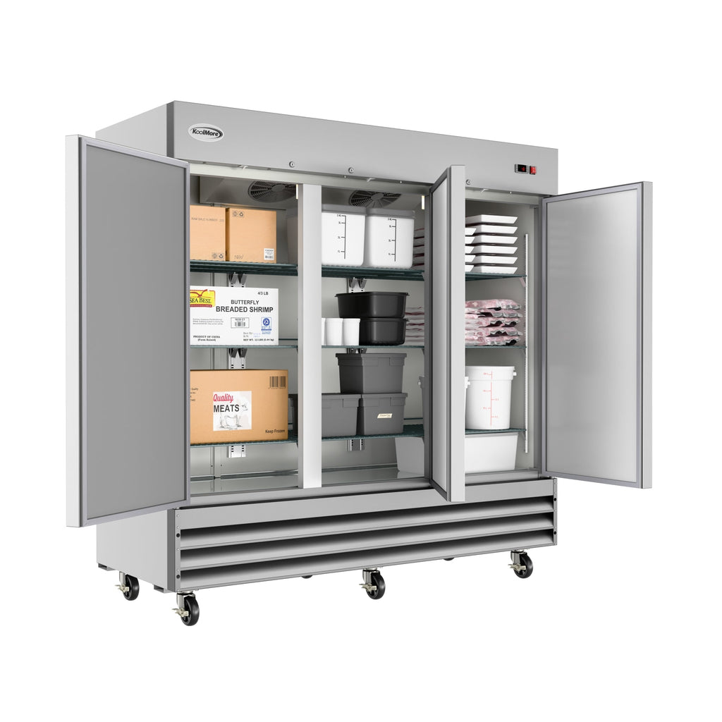 82 in. Three-Door Reach-In Freezer 72 cu ft.