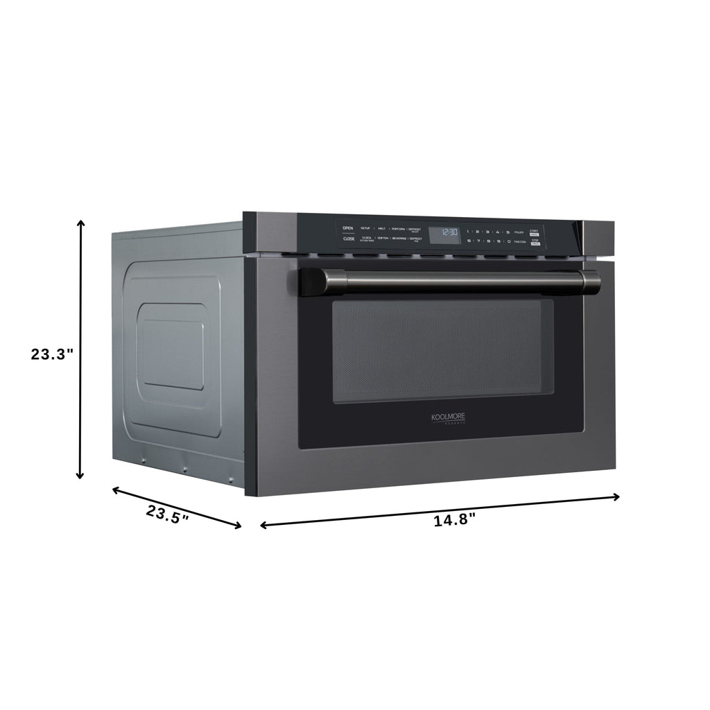 KoolMore Reserve 24 in. Stainless Steel Microwave Drawer, 1.2 Cu. Ft Capacity in Black