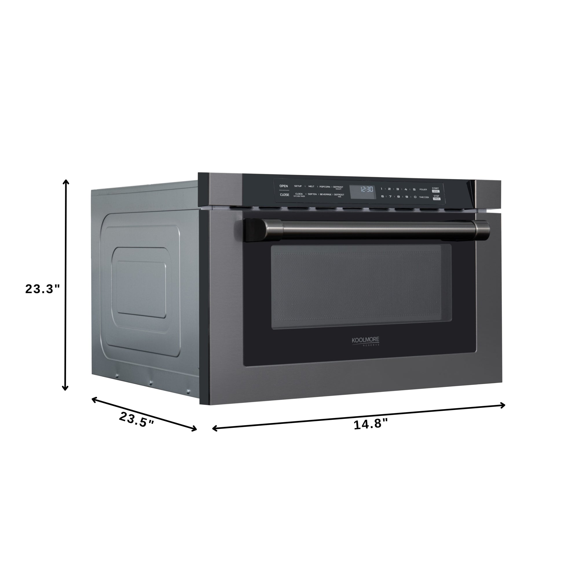 KoolMore Reserve 24 in. Stainless Steel Microwave Drawer, 1.2 Cu. Ft Capacity in Black