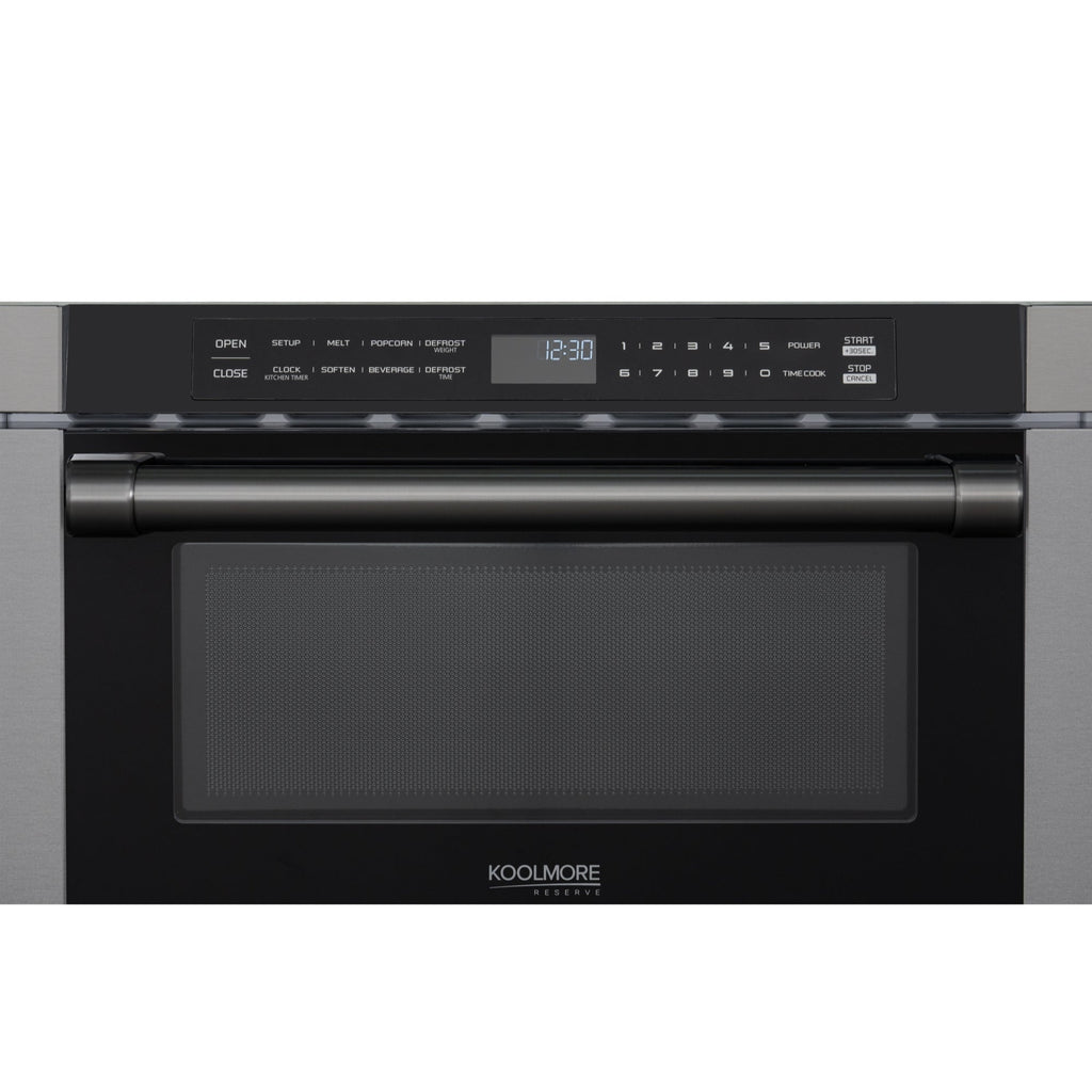KoolMore Reserve 24 in. Stainless Steel Microwave Drawer, 1.2 Cu. Ft Capacity in Black