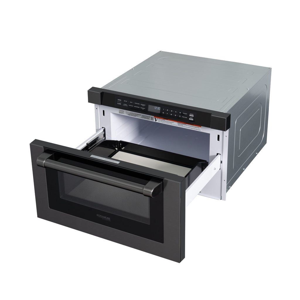 KoolMore Reserve 24 in. Stainless Steel Microwave Drawer, 1.2 Cu. Ft Capacity in Black