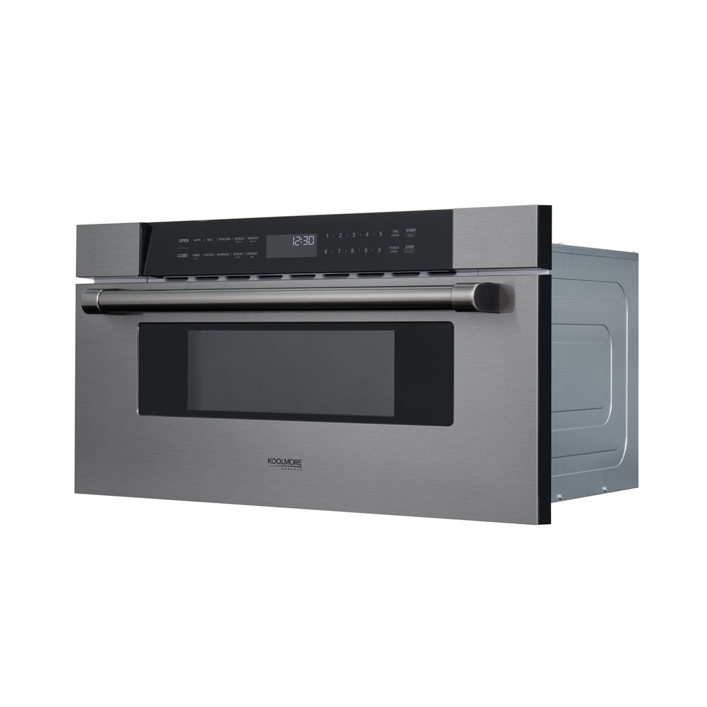 KoolMore Reserve 30 in. Stainless-Steel Microwave Drawer, 1.2 cu. ft. Capacity in Black