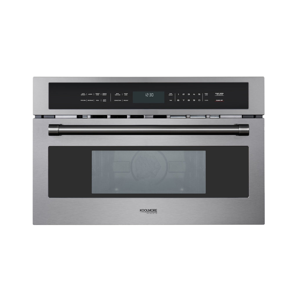 KoolMore Reserve 30 in. Stainless Steel Built-in Convection Microwave Oven with Speed and Sensor Cooking, 1.6 Cu. Ft. in Black