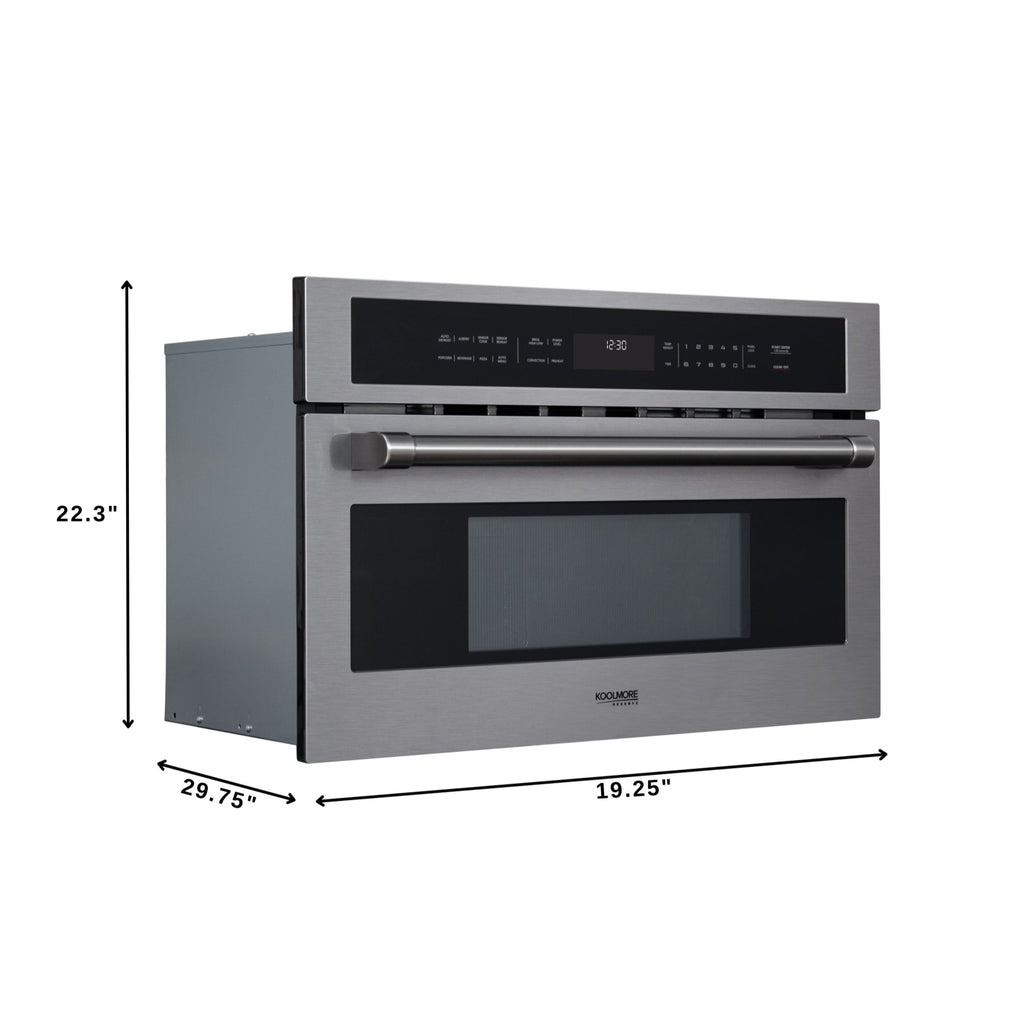KoolMore Reserve 30 in. Stainless Steel Built-in Convection Microwave Oven with Speed and Sensor Cooking, 1.6 Cu. Ft. in Black