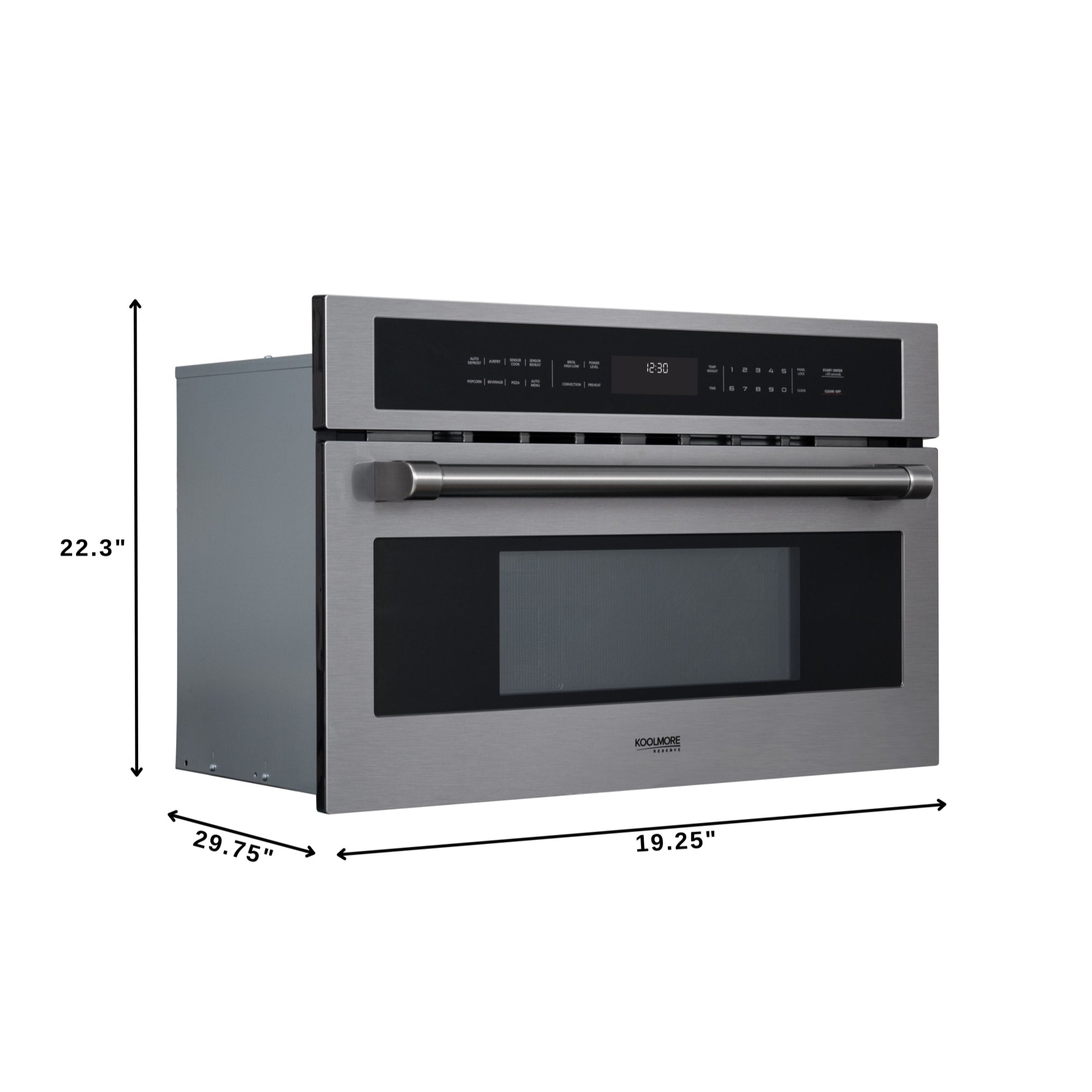 KoolMore Reserve 30 in. Stainless Steel Built-in Convection Microwave Oven with Speed and Sensor Cooking, 1.6 Cu. Ft. in Black