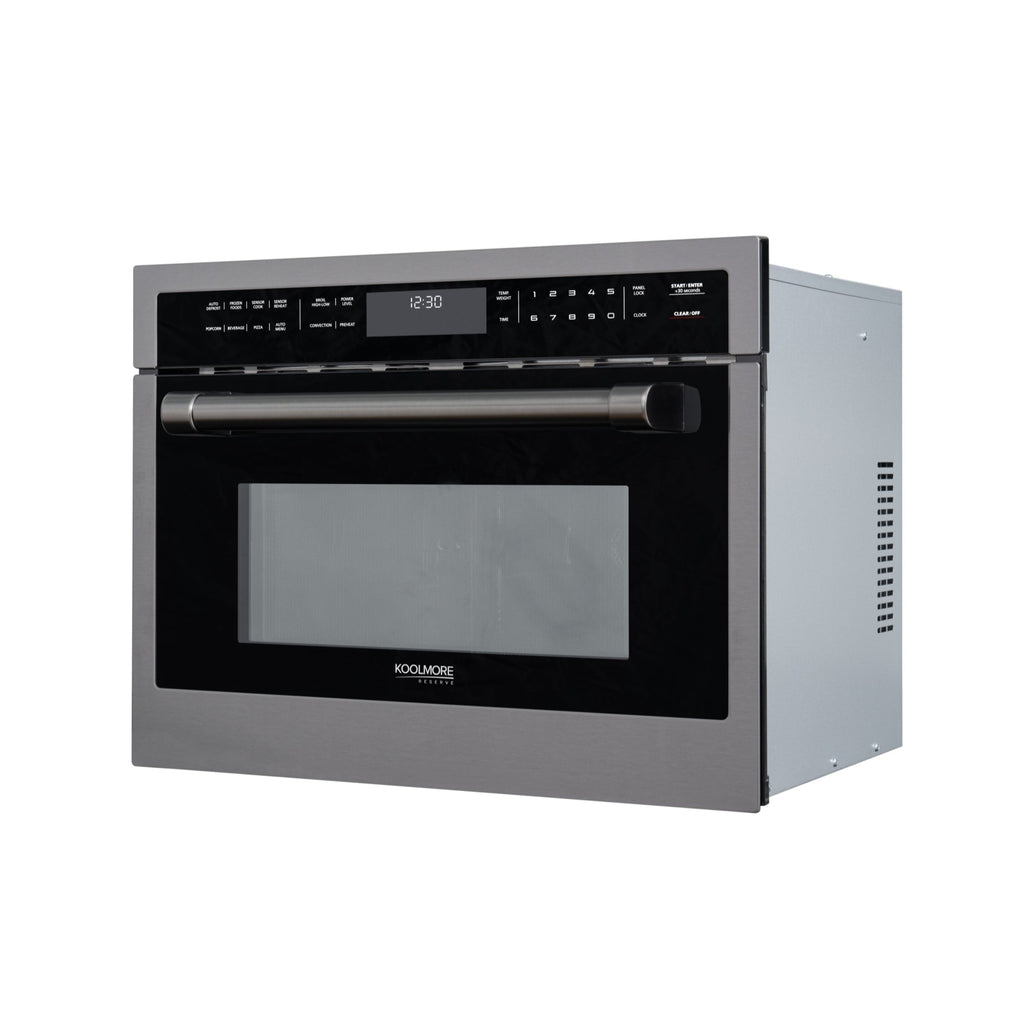 KoolMore Reserve 24 in. Stainless Steel Built-in Convection Microwave Oven with Speed and Sensor Cooking, 1.6 cu. ft. in Black (KM-CWO24 -BSS)