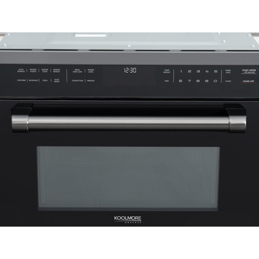 KoolMore Reserve 24 in. Stainless Steel Built-in Convection Microwave Oven with Speed and Sensor Cooking, 1.6 cu. ft. in Black (KM-CWO24 -BSS)
