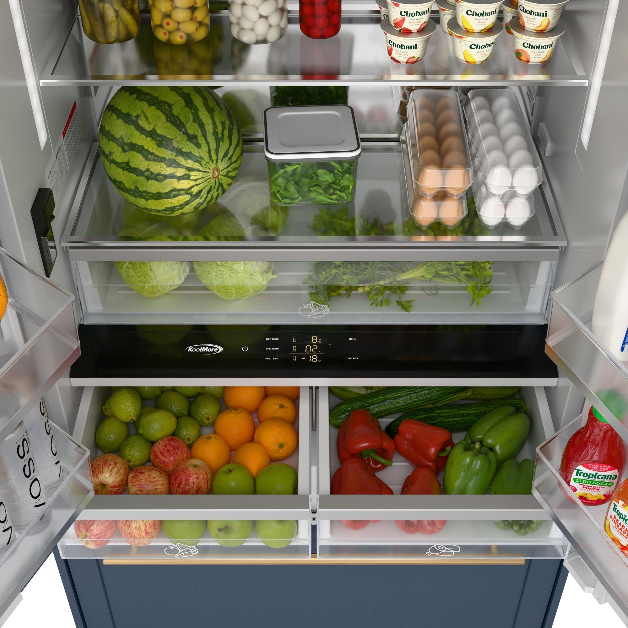 KoolMore Reserve 36 In. Panel Ready French Door Refrigerator with Ice Maker and Water Dispenser, Frost Free, 19.6 Cu. Ft.
