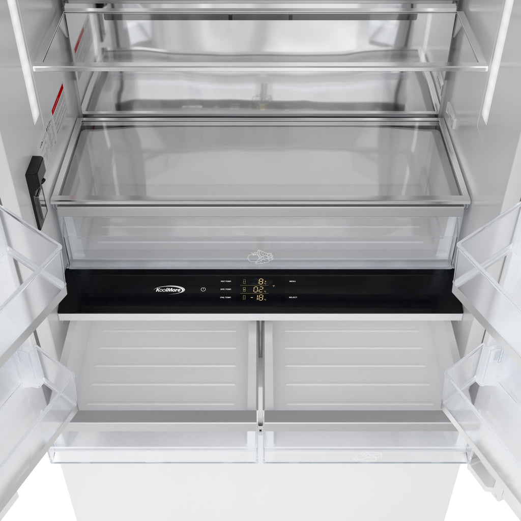 KoolMore Reserve 36 In. Panel Ready French Door Refrigerator with Ice Maker and Water Dispenser, Frost Free, 19.6 Cu. Ft.