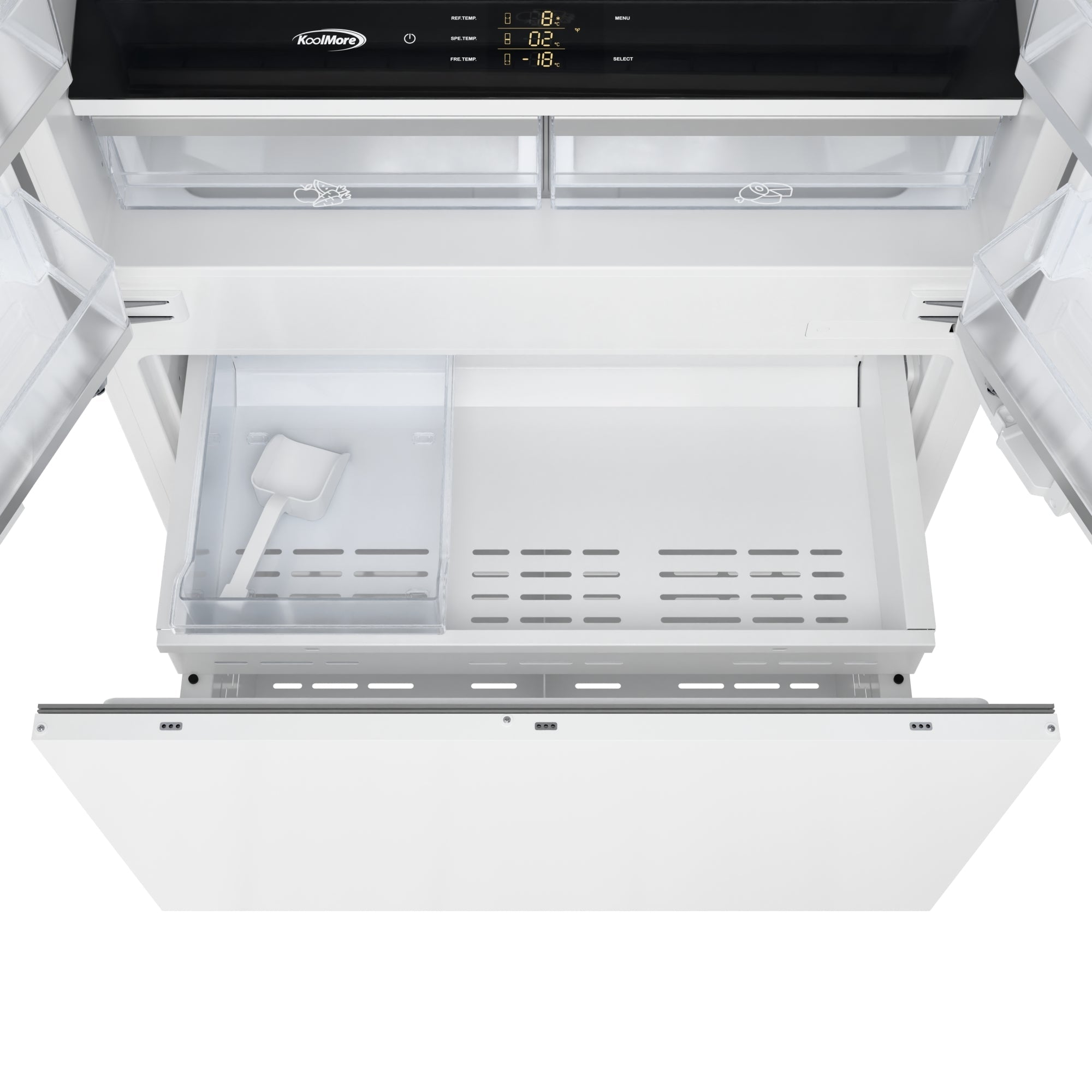 KoolMore Reserve 36 In. Panel Ready French Door Refrigerator with Ice Maker and Water Dispenser, Frost Free, 19.6 Cu. Ft.