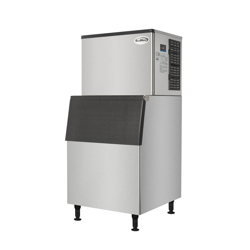 Commercial Ice Machine 500 lb/24hr, Air-Cooled, 375 lb Storage Bin, Freestanding, ETL Listed in Stainless-Steel and Black
