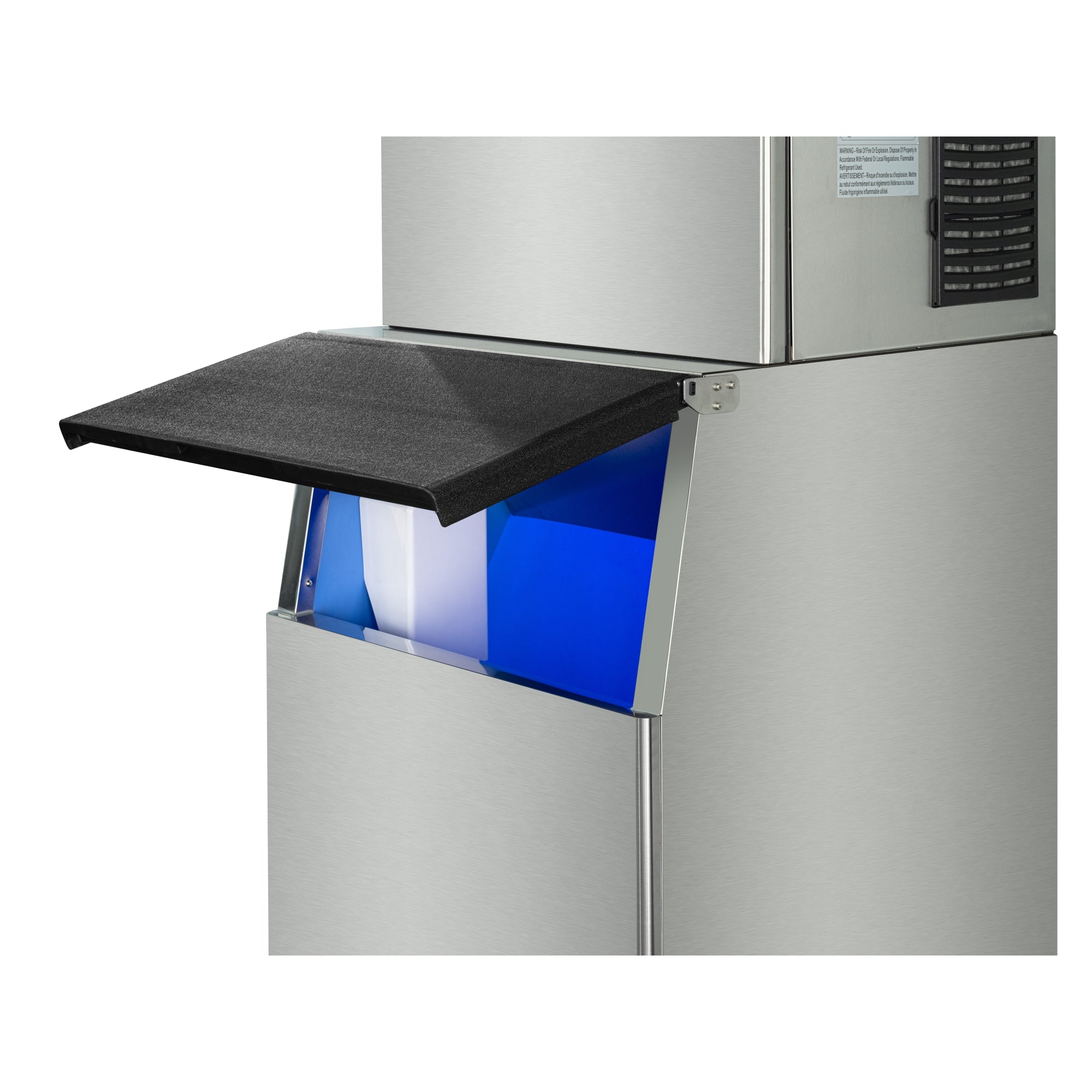 Commercial Ice Machine 500 lb/24hr, Air-Cooled, 375 lb Storage Bin, Freestanding, ETL Listed in Stainless-Steel and Black