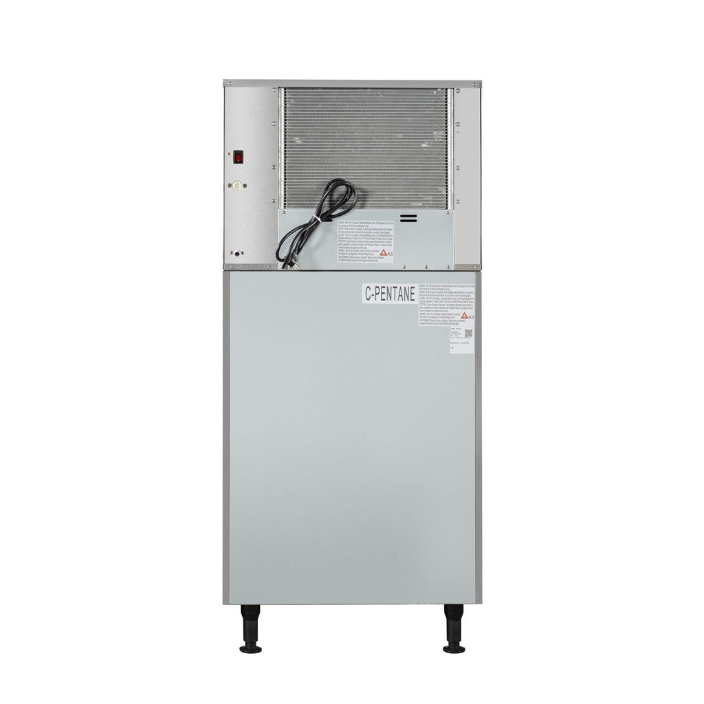 Commercial Ice Machine 500 lb/24hr, Air-Cooled, 375 lb Storage Bin, Freestanding, ETL Listed in Stainless-Steel and Black
