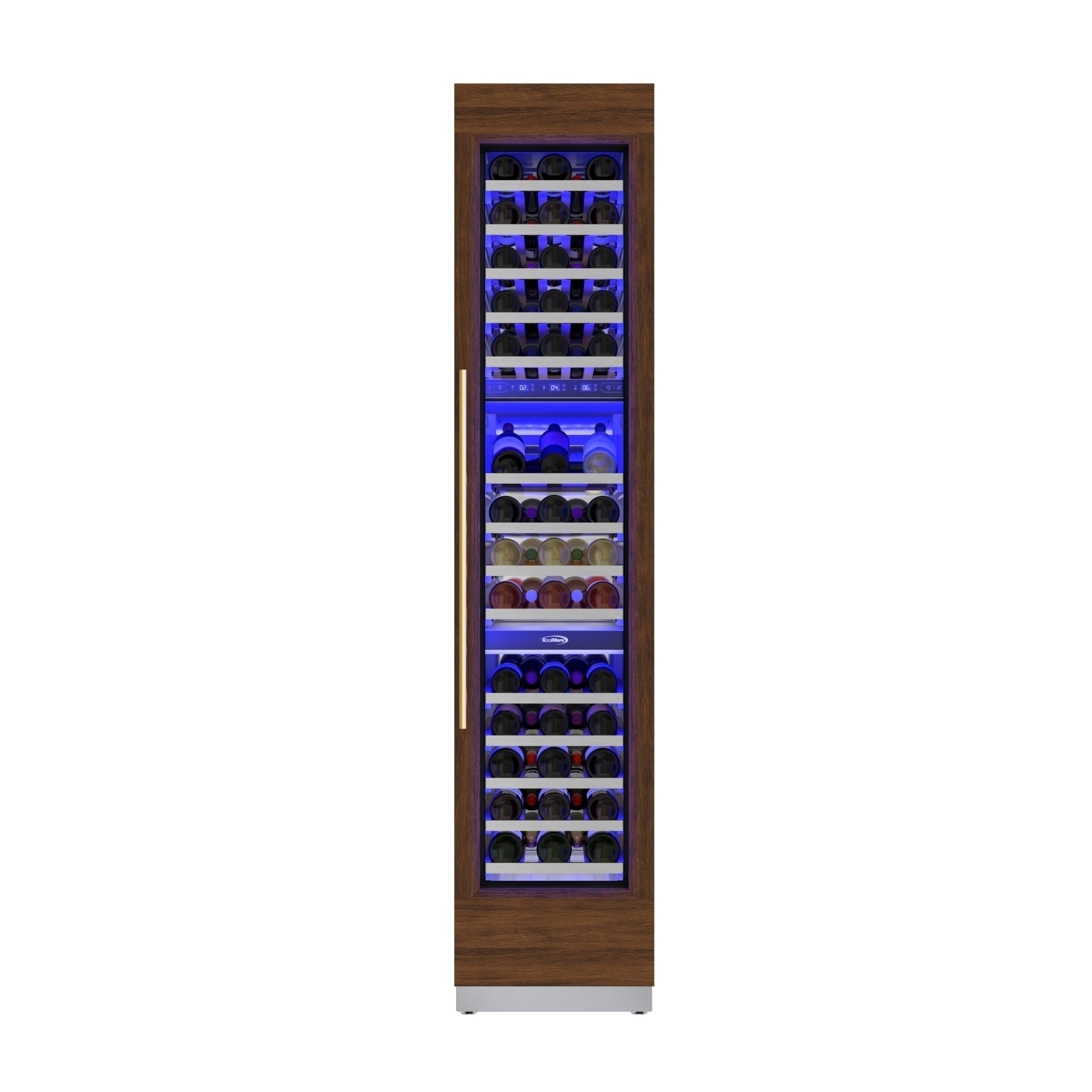 KoolMore Reserve 18 in. 68-Bottle Panel Ready Column Wine Cooler Refrigerator with 14 Wooden Shelves, ETL Listed, Energy Star