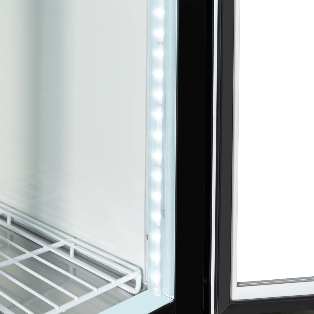 53 in. 42 cu. ft. Commercial Indoor Two Glass-Door Ice Merchandiser Freezer in Black