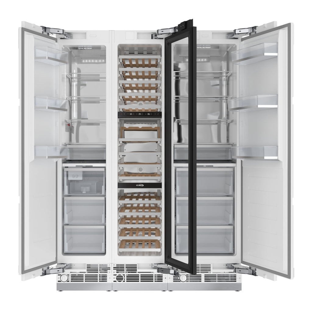 KoolMore Reserve Panel Ready Column 24 in. Refrigerator, 18 in. Wine Cooler and 18 in. Freezer Combo with Water and Ice Dispenser, Wooden Shelves, ETL Listed, Energy Star