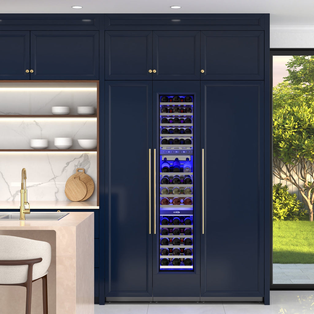 KoolMore Reserve Panel Ready Column 24 in. Refrigerator, 18 in. Wine Cooler and 18 in. Freezer Combo with Water and Ice Dispenser, Wooden Shelves, ETL Listed, Energy Star