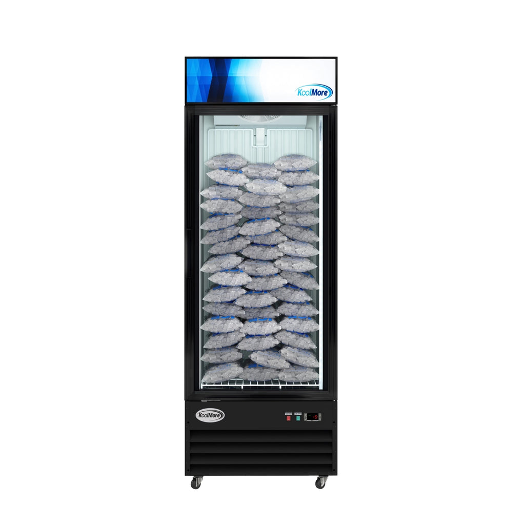 31 in. 25 cu. ft. Commercial Indoor Glass-Door Ice Merchandiser Freezer in Black